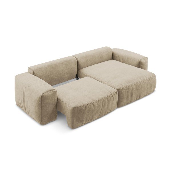 Svjetlo smeđa sklopiva kutna garnitura od šenila (s desnim kutom/s ležaljkom) Kuki – Makamii-image-4