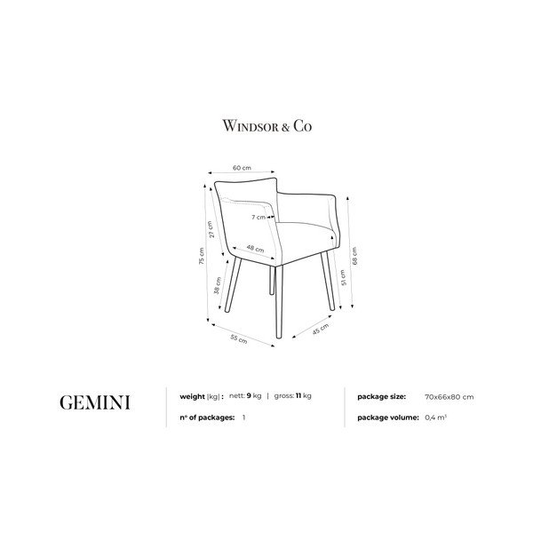 Žuta stolica s naslonima za ruke Windsor &amp; Co Sofas Gemini-image-1