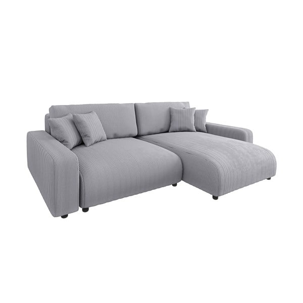 Svijetlo siva sklopiva kutna garnitura od samta (promjenjiva) Sara – Ropez