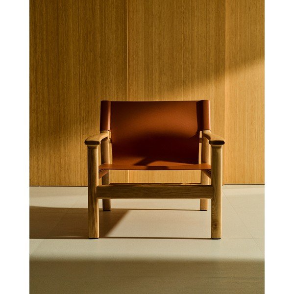 Konjak smeđa kožna fotelja Jan – Kave Home-image-1