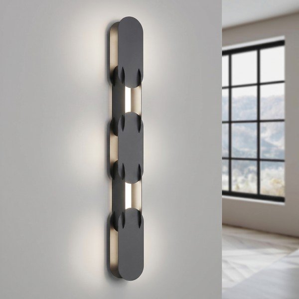 Crna metalna LED zidna lampa CHAIN – Thoro-image-1