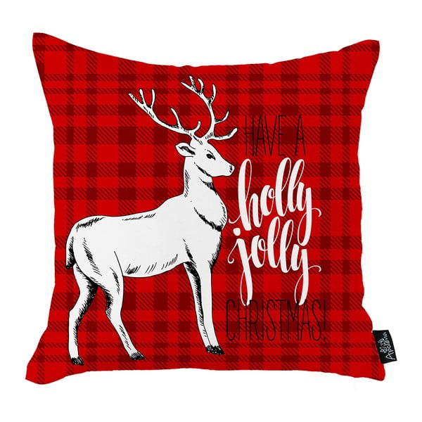 Mike &amp; Co. crvena božićna navlaka za jastuk NEW YORK Honey Christmas Deer Holly Jolly, 45 x 45 cm