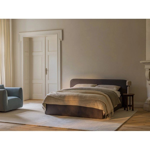 Crni tapecirani bračni krevet s prostorom za odlaganje s podnicom 140x200 cm Elizabeth – Micadoni -image-1