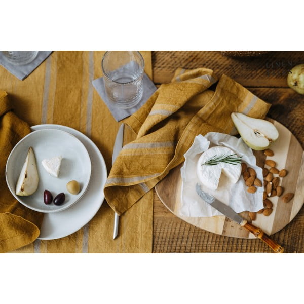 Laneni ubrusi u setu 2 kom Amber Bronze Stripes – Linen Tales-image-1