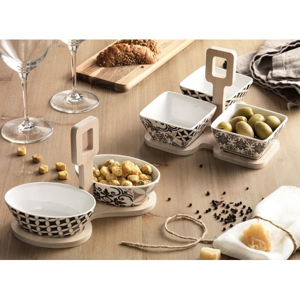 Set od 3 porculanske zdjele s pladnjem od bambusa Brandani Alhambra-image-1