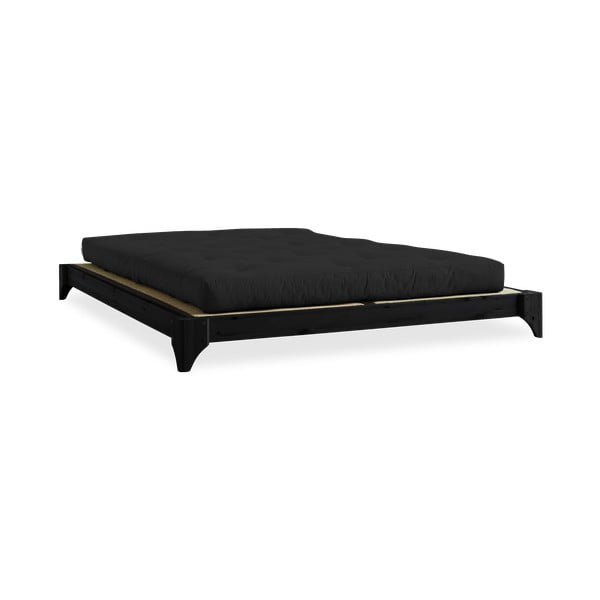 Bračni krevet od borovine s madracem i tatami Karup Design Elan Double Latex Black / Black, 160 x 200 cm
