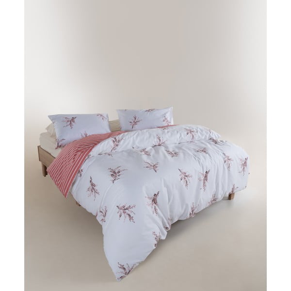 Bijela/ružičasta posteljina za bračni krevet/za produženi krevet od renforce pamuka 240x220 cm Breeze Floral – Mila Home Luxury-image-2