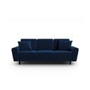 Plava baršunasti sklopiva/s prostorom za odlaganje sofa 235 cm Kyoto – Cosmopolitan Design