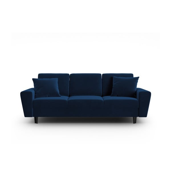 Plava baršunasti sklopiva/s prostorom za odlaganje sofa 235 cm Kyoto – Cosmopolitan Design