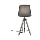 Siva stolna svjetiljka od prirodnog drva i tkanine Trio Tripod, visina 57,5 cm