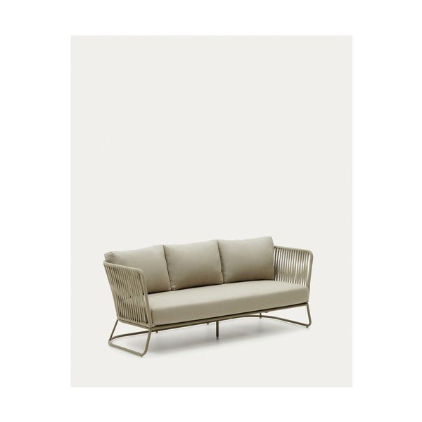 Kaki zelena željezna vrtna sofa Saconca – Kave Home-image-3