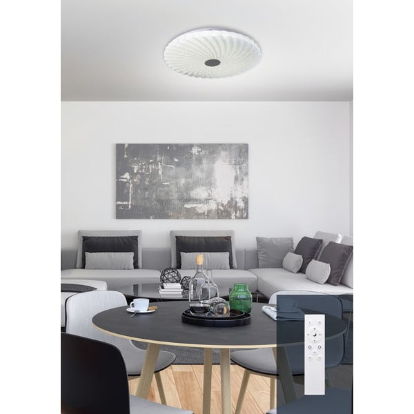 Bijela LED stropna svjetiljka s daljinskim upravljačem/s mogućnosti zatamnjivanja 38,5x38,5 cm Calipso – Candellux Lighting-image-1