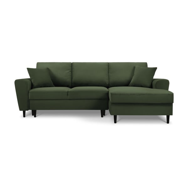 Zelena sklopiva/s prostorom za odlaganje kutna garnitura od samta (s desnim kutom/s ležaljkom) Kyoto – Cosmopolitan Design