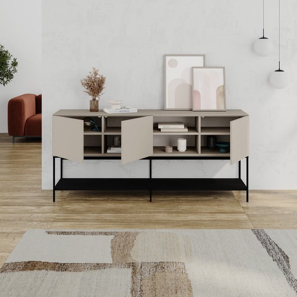 Crna/krem komoda 180x80x40 cm Amira – Marckeric-image-3