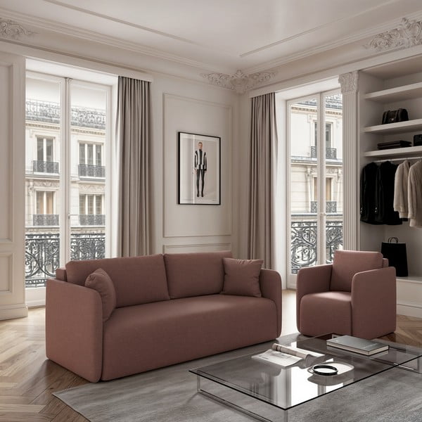 Ružičasta sklopiva sofa 220 cm Chaum – Rodier-image-1