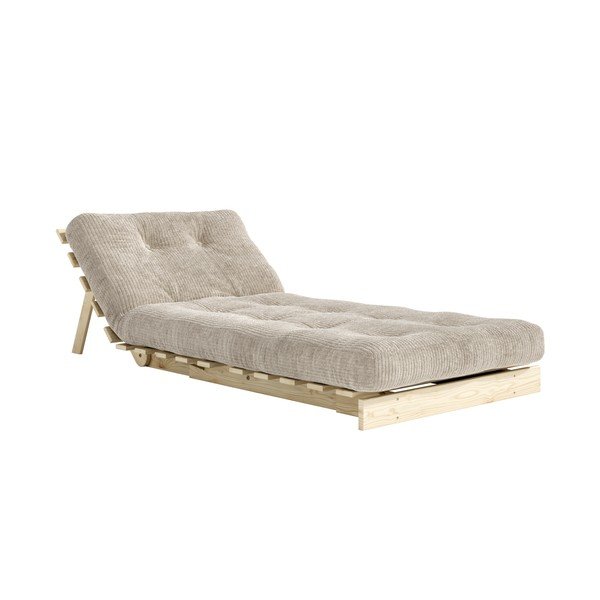 Krem futon fotelja na rasklapanje od samta Roots – Karup-image-4