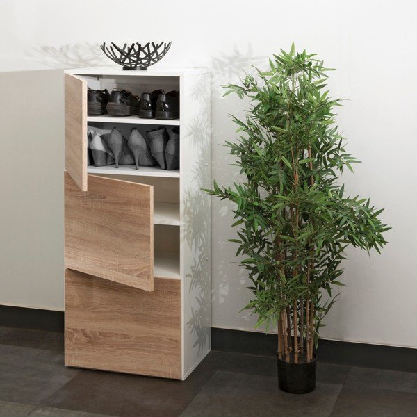 Smeđi ormarić za cipele s bijelom osnovom Symbiosis Bamboo-image-1