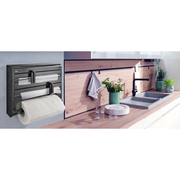 Crni plastičan zidni držač za folije i papirnate ručnike Parat – LEIFHEIT-image-1