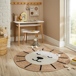Juten dječji tepih u prirodnoj boji 100x100 cm Leo Lion – Flair Rugs