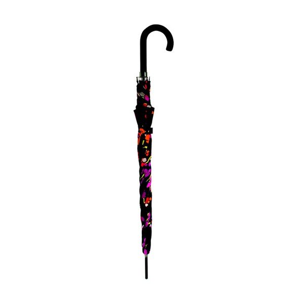 Crni kišobran od trske sa šarenim cvjetnim detaljima, ⌀ 116 cm-image-1