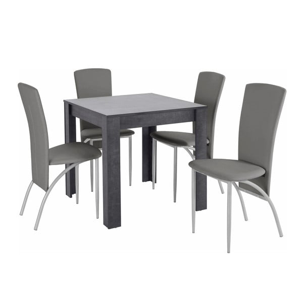 Set blagovaonskih stolova i 4 sive blagovaonske stolice Støraa Lori Nevada Duro Slate svijetlo siva