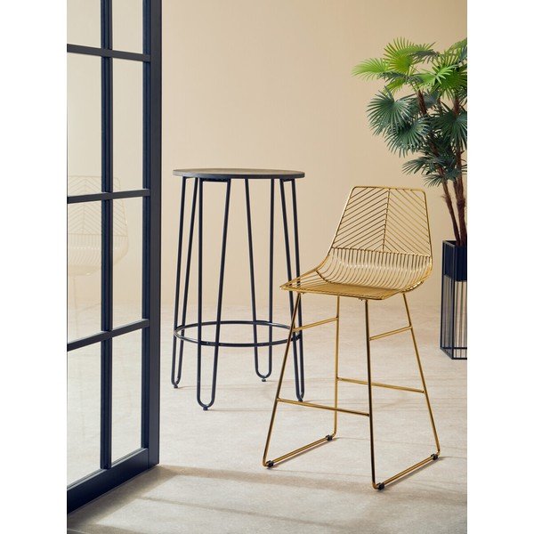 Metalna barska stolica u zlatnoj boji District – Premier Housewares-image-3