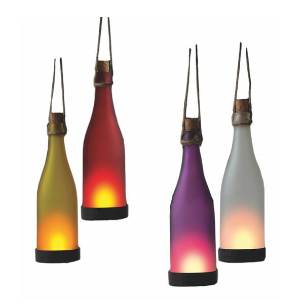 Set od 4 viseće svjetleće vrtne solarne dekoracije ADDU Glass Botte
