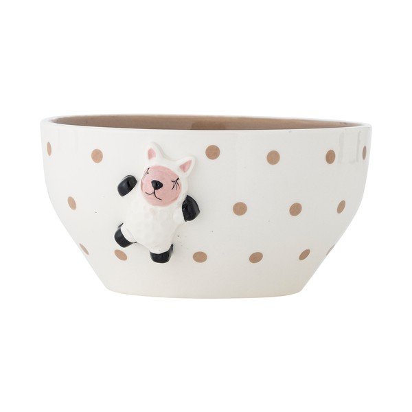 Bijela/smeđa dječja zdjelica od kamenine ø 14 cm Dolly – Bloomingville Mini