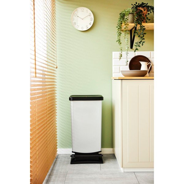 Plastična kanta za smeće s pedalom u srebrnoj boji 40 l Paso – Rotho-image-1