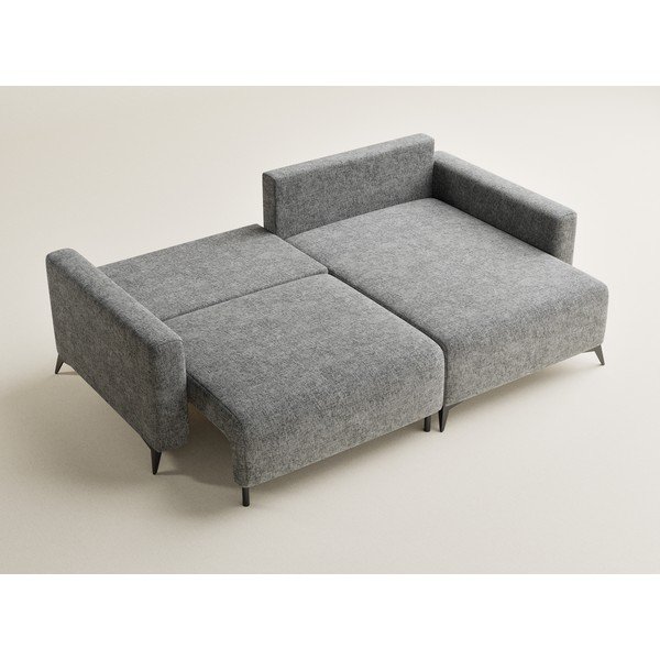 Siva sklopiva/s prostorom za odlaganje kutna garnitura od šenila (s desnim kutom/s ležaljkom) Leon – Maison de Rêve-image-3