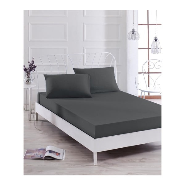 Crni set posteljine i jastučnice za krevet za jednu osobu Essentiale, 100 x 200 cm