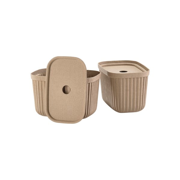 Svjetlo smeđe kutije za pohranu u setu  2 kom s poklopcem 23x16x20,5 cm Pulp – Zone-image-2