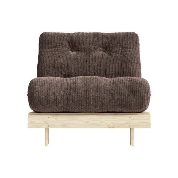 Tamno smeđa futon fotelja na rasklapanje od samta Roots – Karup-image-3