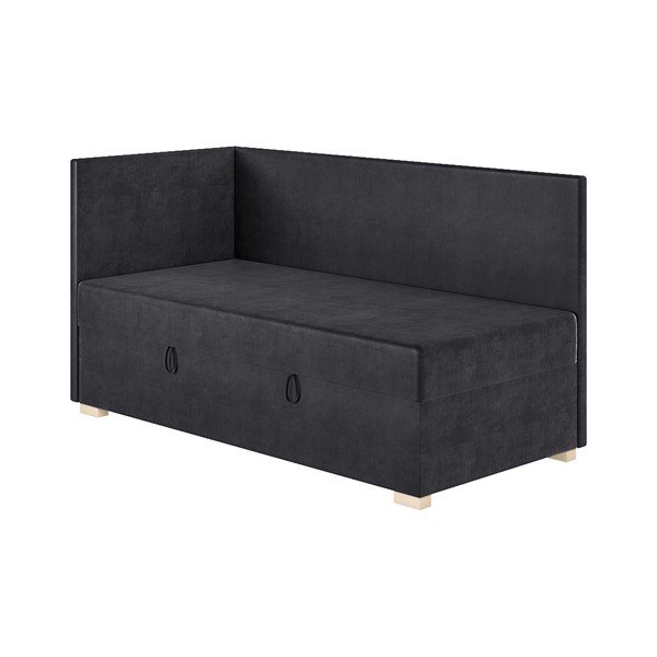 Tamno plavi kutni dječji krevet s prostorom za pohranu s madracem 90x200 cm Flexi – Ghado-image-4