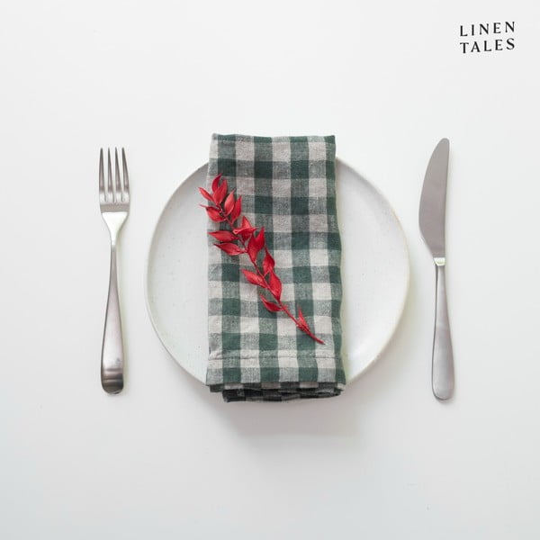 Laneni ubrusi u setu 2 kom 40x40 cm Forest Green Gingham – Linen Tales