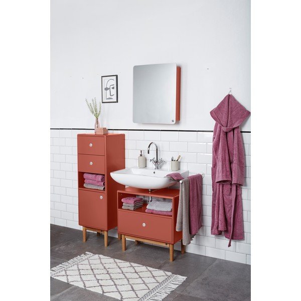 Crveni zidni kupaonski ormarić sa ogledalom Tom Tailor Color Bath-image-1