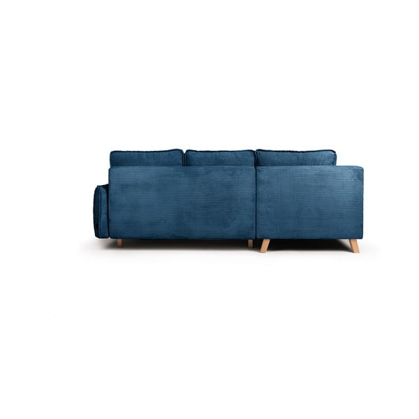 Plava sklopiva kutna garnitura od samta (s lijevim kutom) Tori – Bonami Selection-image-4