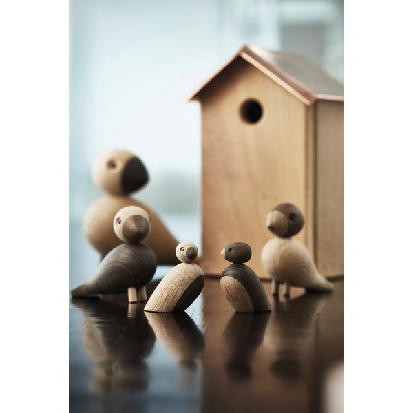 Set od 2 kipića od punog hrasta Kay Bojesen Danska Par vrabaca-image-2