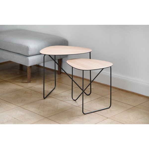 Metalni stolić za kavu u prirodnoj boji 44x50 cm Curve L Wood – LIND DNA-image-2