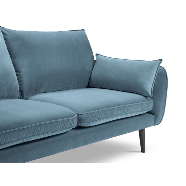 Svijetloplavbaršunasti kauč s crnim nogama Kooko Home Lento, 198 cm-image-4