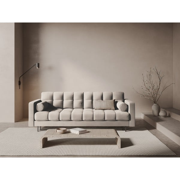 Bež baršunasti sklopiva/s prostorom za odlaganje sofa 222 cm Bali – Cosmopolitan Design-image-1