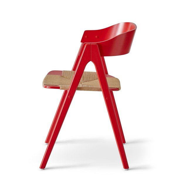 Crvena blagovaonska stolica od bukovog drveta sa sjedištem od ratana Findahl by Hammel Mette-image-1
