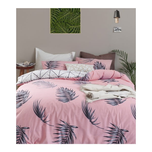 Posteljina s posteljinom za bračni krevet od pamuka Mijolnir Barbara Pink, 160 x 220 cm