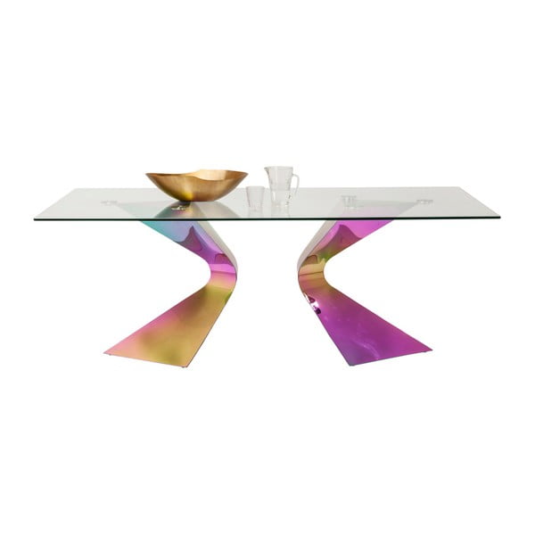 Blagovaonski stol sa čeličnom konstrukcijom u duginim bojama Kare Design Gloria, 200 x 100 cm