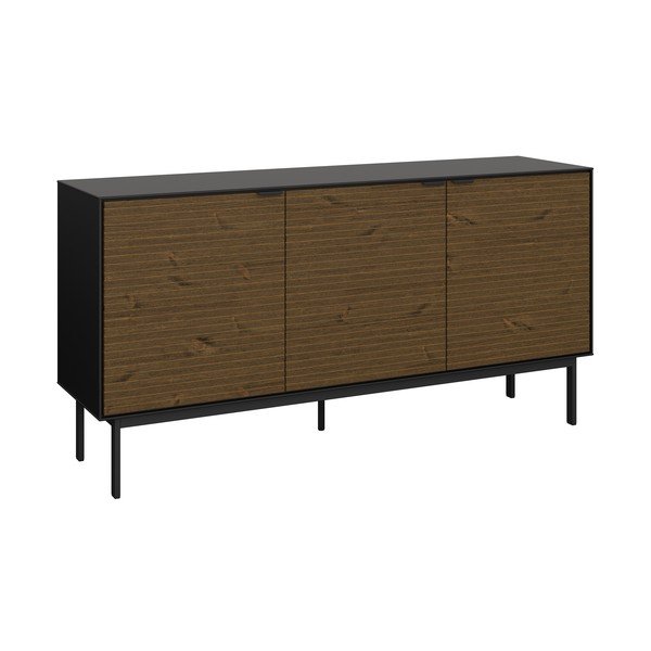 Crna niska komoda u dekoru borovine 150x76 cm Soma - Tvilum-image-1