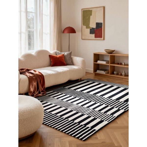 Crno-bijeli ručno rađen vunen tepih 120x180 cm Stryve Pulse – Elle Decoration-image-1