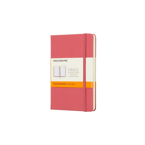 Ružičasta bilježnica s crtama s tvrdim koricama Moleskine Daisy, 192 stranice