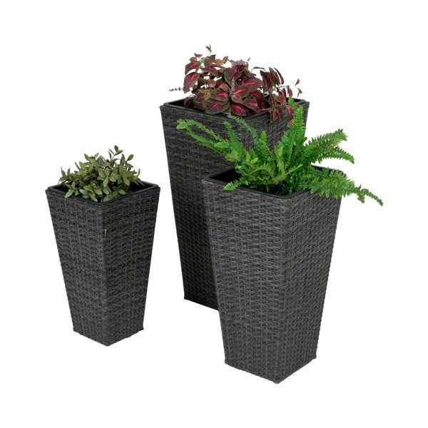 Posude za cvijeće u setu 3 kom od umjetnog ratana Camelia – Garden Pleasure-image-1