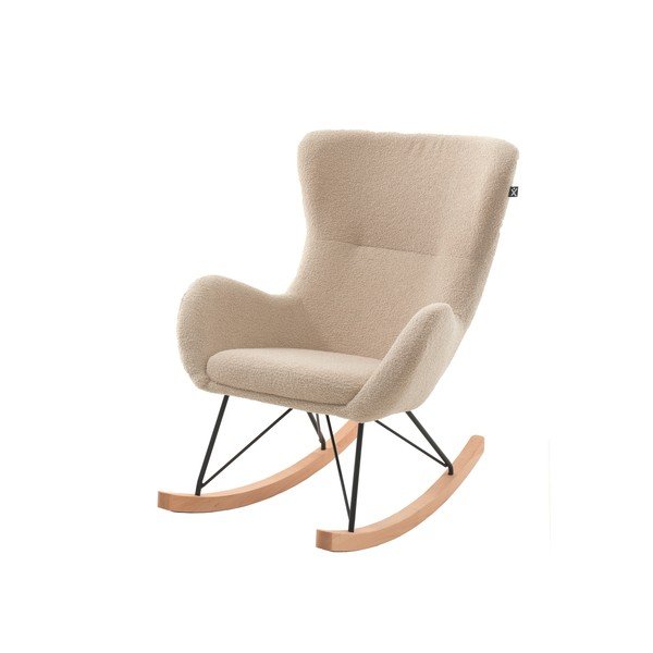 Bež dječja fotelja za ljuljanje od bouclé tkanine Rocky – Vipack