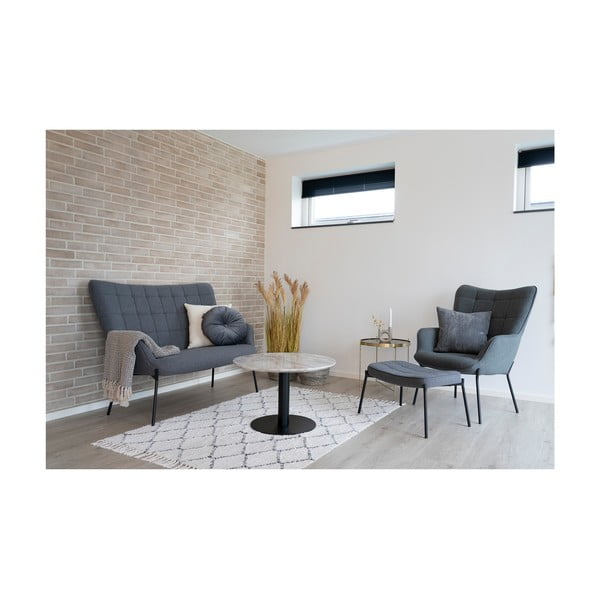 Bijeli/crni okrugli stolić za kavu s pločom stola u mramornom dekoru 70x70 cm Bolzano – House Nordic-image-4